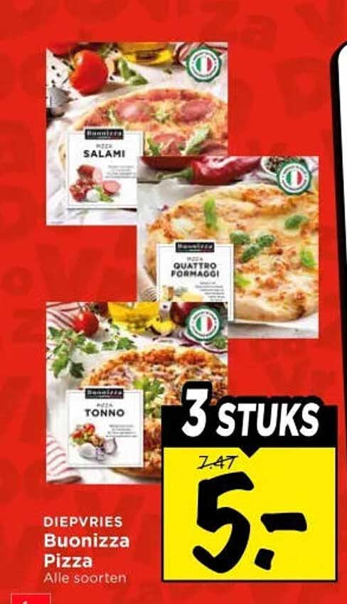 Diepvries Buonizza Pizza Alle soorten 3 stuks