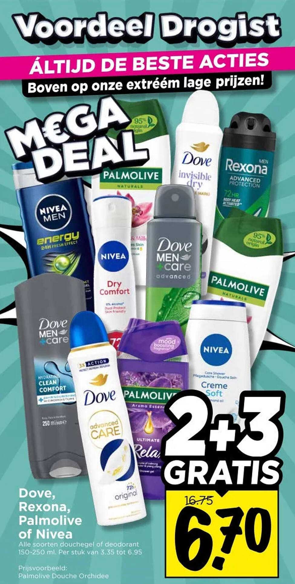 Dove, Rexona, Palmolive of Nivea 2+3 GRATIS