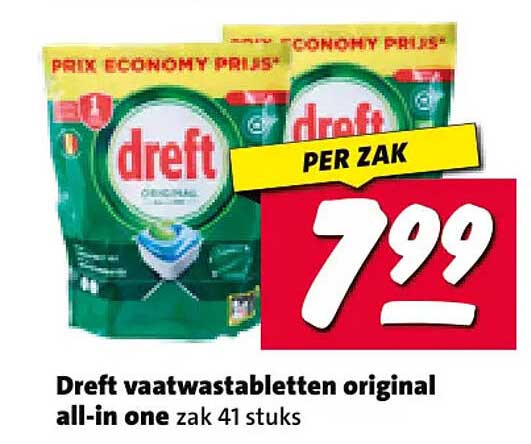Dreft vaatwastabletten original all-in one zak 41 stuks PER ZAK