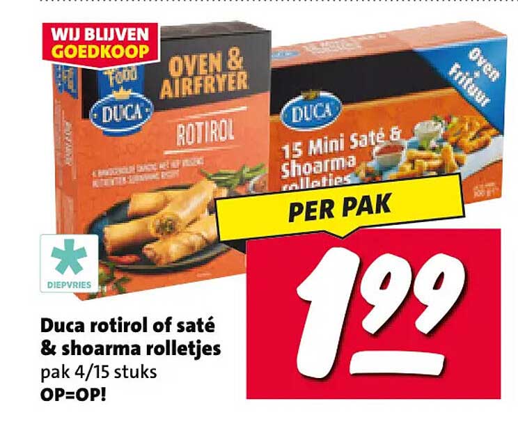 Duca rotirol of saté & shoarma rolletjes pak 4/15 stuks OP=OP!