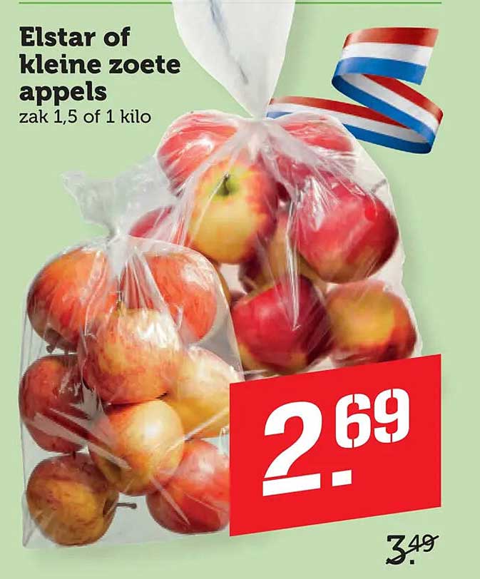 Elstar of kleine zoete appels zak 1,5 of 1 kilo