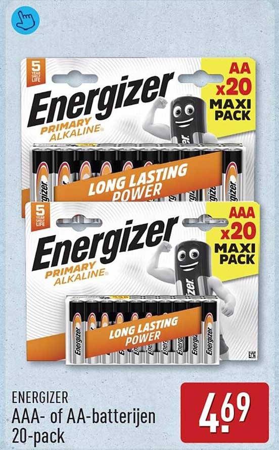 ENERGIZER AAA- of AA-batterijen 20-pack