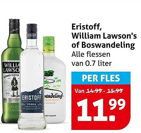 Eristoff, William Lawson's of Boswandeling Alle flessen van 0.7 liter PER FLES