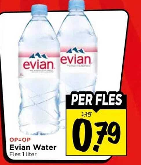 Evian Water Fles 1 liter PER FLES
