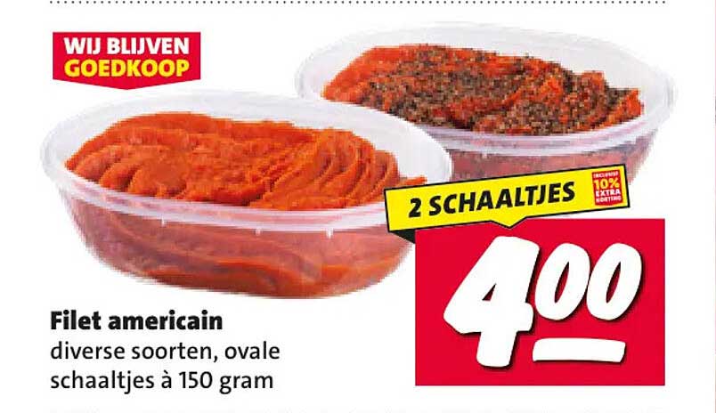 Filet americain diverse soorten, ovale schaaltjes à 150 gram 2 schaaltjes