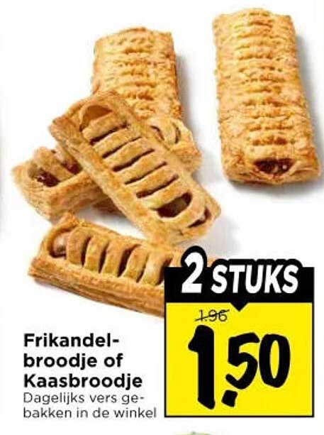 Frikandel-broodje of Kaasbroodje Dagelijks vers gebakken in de winkel 2 STUKS