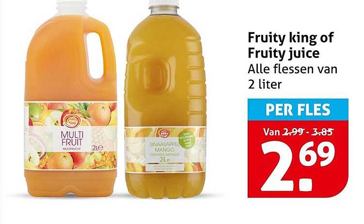 Fruity king of Fruity juice Alle flessen van 2 liter PER FLES