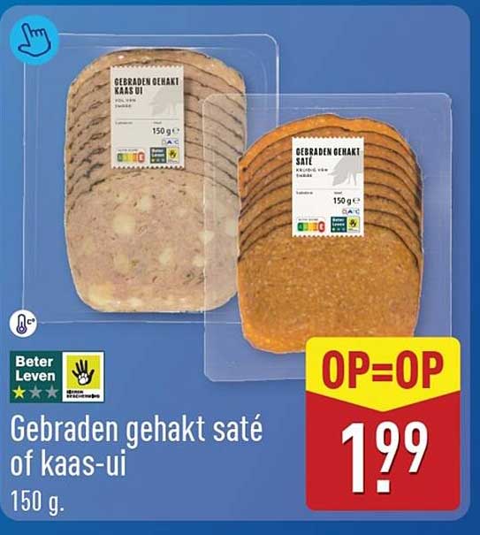 Gebraden gehakt saté of kaas-ui