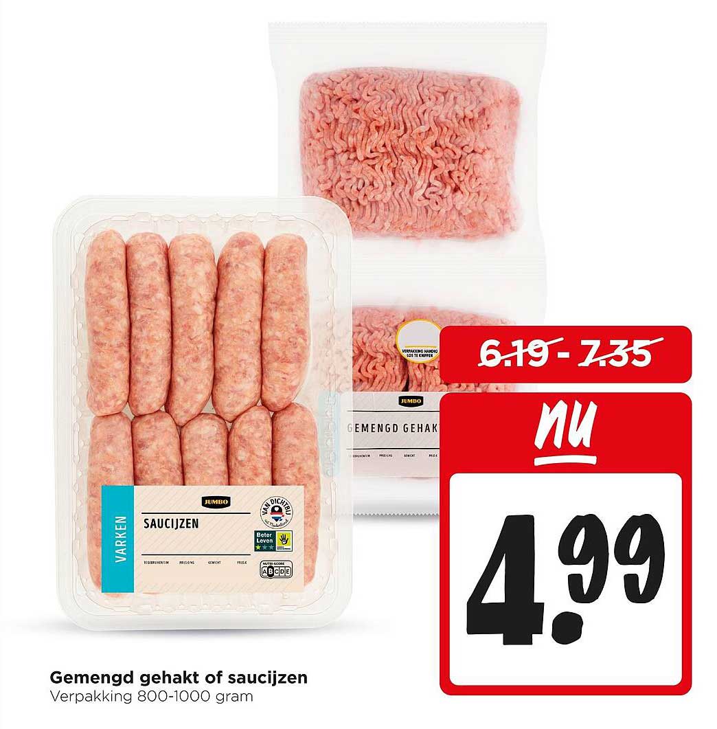 Gemengd gehakt of saucijzen