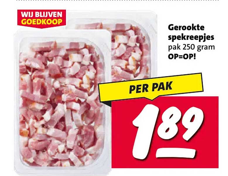 Gerookte spekreepjes pak 250 gram OP=OP! PER PAK