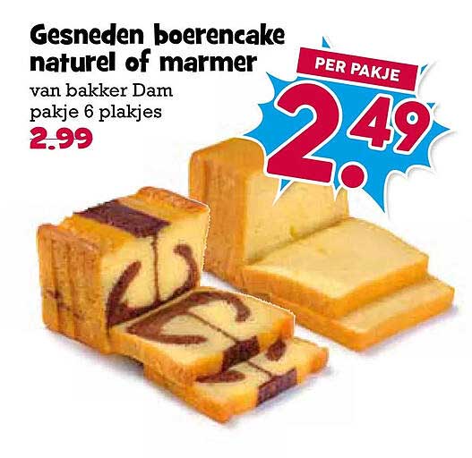 Gesneden boerencake naturel of marmer