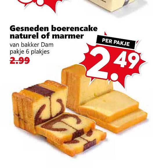Gesneden boerencake naturel of marmer