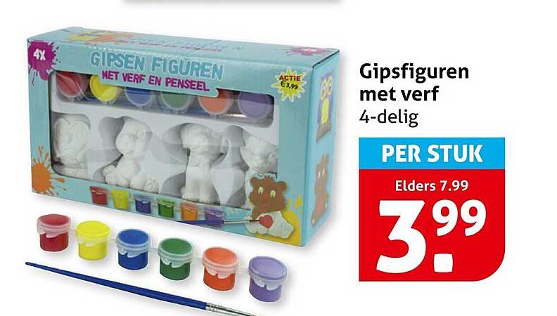 Gipsfiguren met verf 4-delig