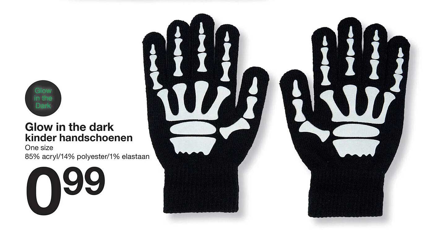 Glow in the dark kinder handschoenen