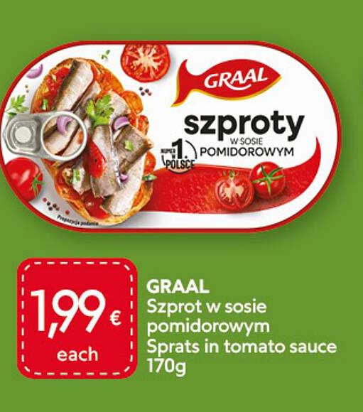 GRAAL Szprot w sosie pomidorowym Sprats in tomato sauce 170g