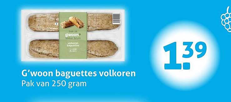 G'woon baguettes volkoren Pak van 250 gram