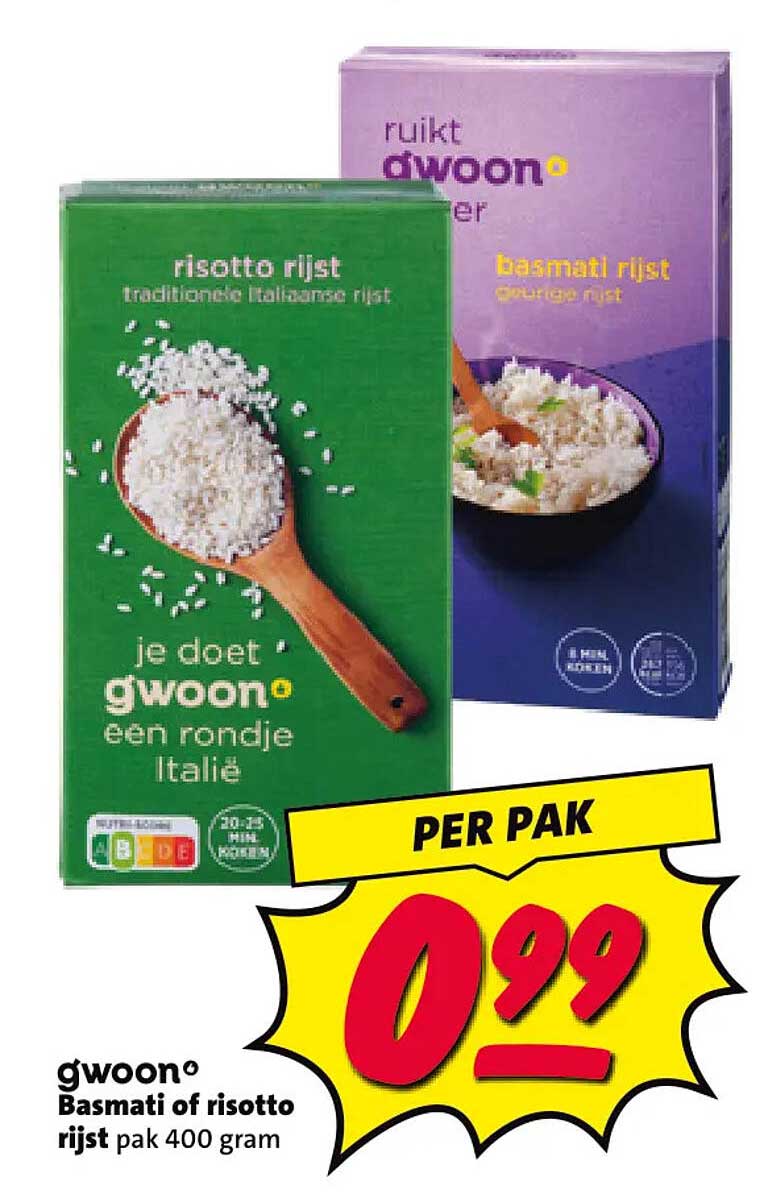 g'woon Basmati of risotto rijst pak 400 gram