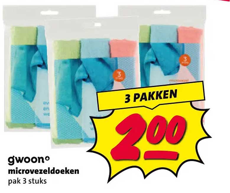 gwoon microvezeldoeken pak 3 stuks 3 PAKKEN