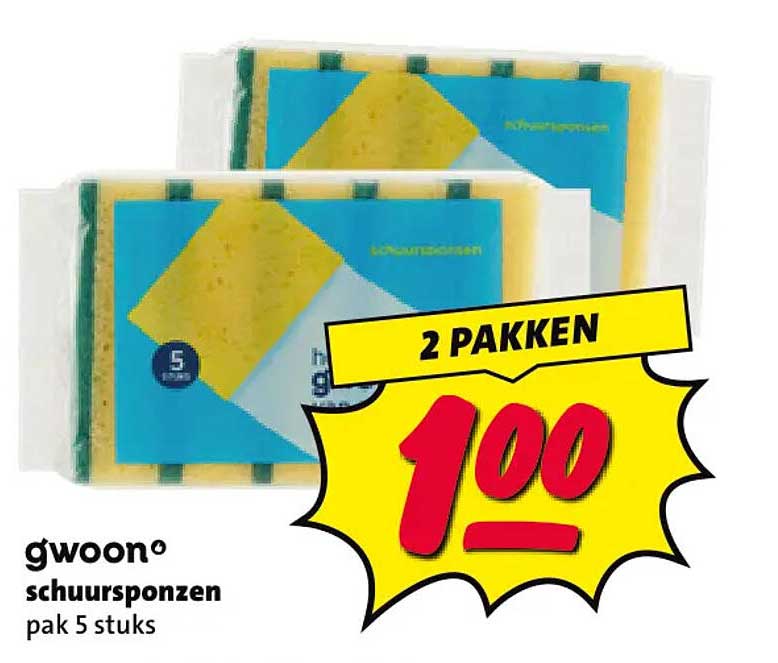 g'woon schuursponzen pak 5 stuks 2 pakken
