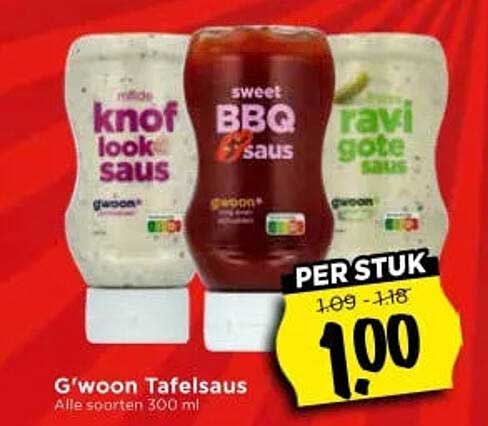 G'woon Tafelsaus Alle soorten 300 ml