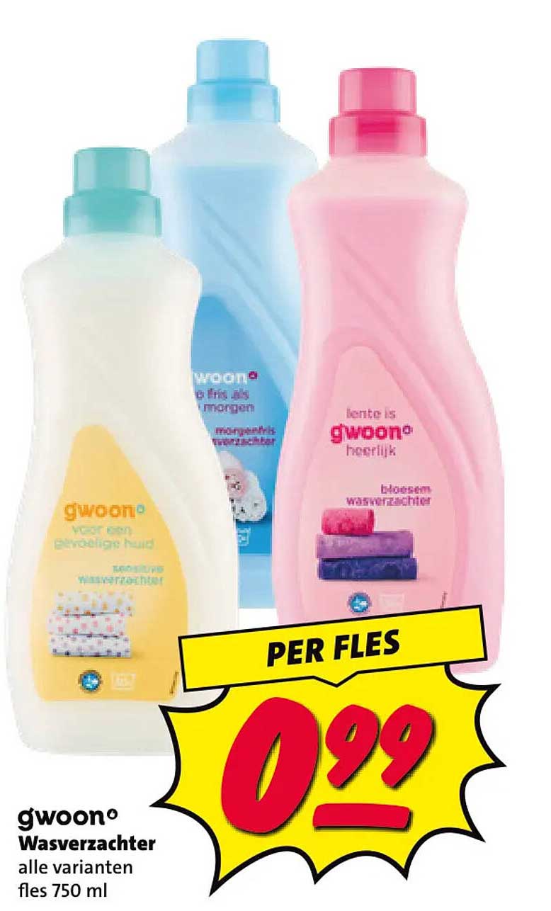 g'woon Wasverzachter alle varianten fles 750 ml