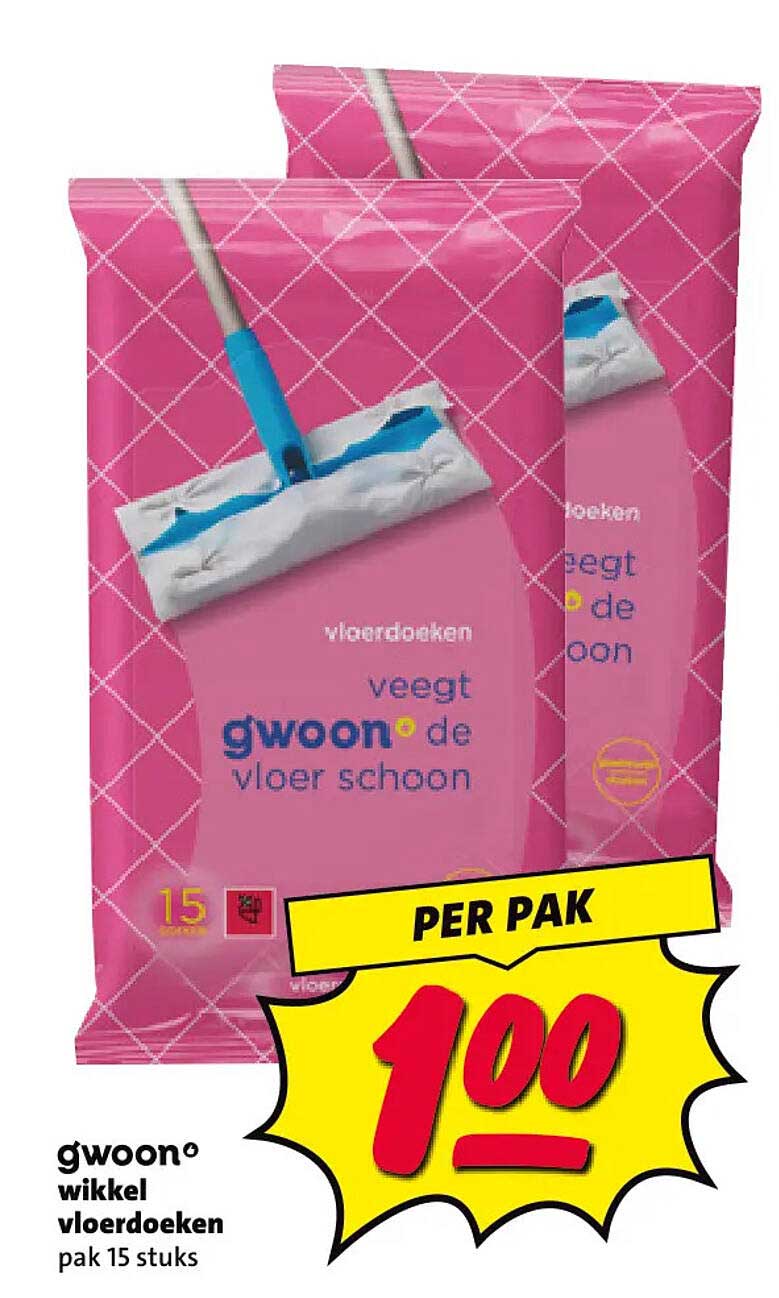 g'woon wikkel vloertdoeken pak 15 stuks PER PAK