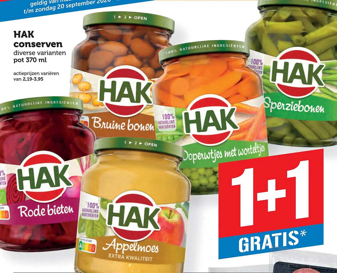 HAK conserven diverse varianten pot 370 ml 1+1 GRATIS
