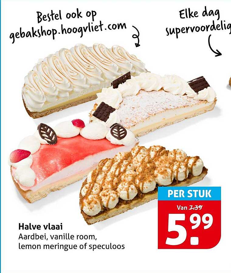 Halve vlaai Aardbei, vanille room, lemon meringue of speculoos
