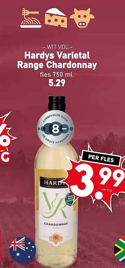 Hardys Varietal Range Chardonnay fles 750 ml. - WIT VOL