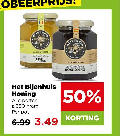 Het Bijenhuis Honing Alle potten à 350 gram Per pot 50% KORTING