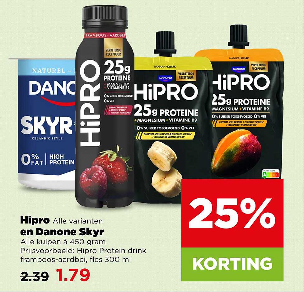 Hipro Alle varianten en Danone Skyr 25% KORTING