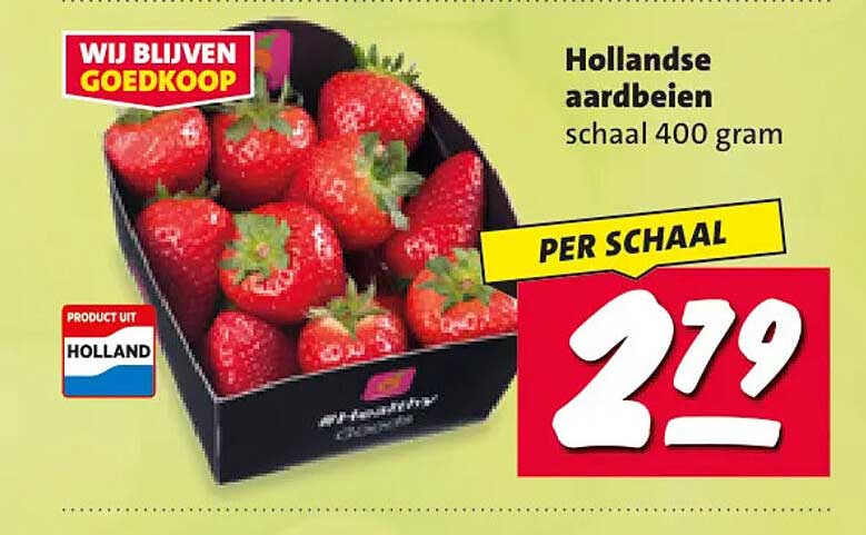 Hollandse aardbeien schaal 400 gram PER SCHAAL