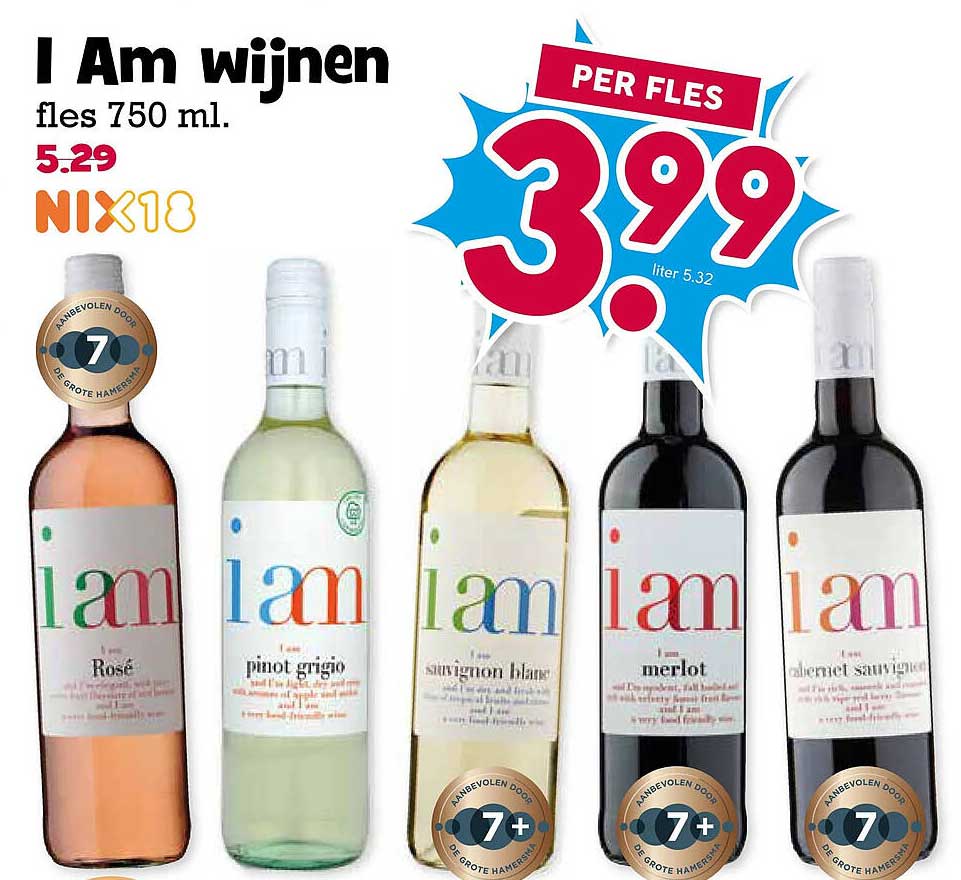 I Am wijnen fles 750 ml. PER FLES