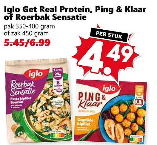 Iglo Get Real Proteïn, Ping & Klaar of Roerbak Sensatie