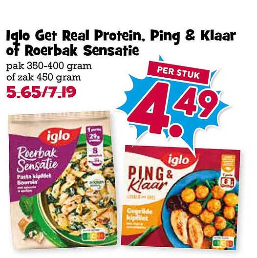 Iglo Get Real Protein, Ping & Klaar of Roerbak Sensatie