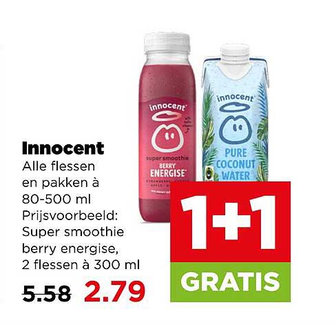 Innocent Alle flessen en pakken à 80-500 ml 1+1 GRATIS