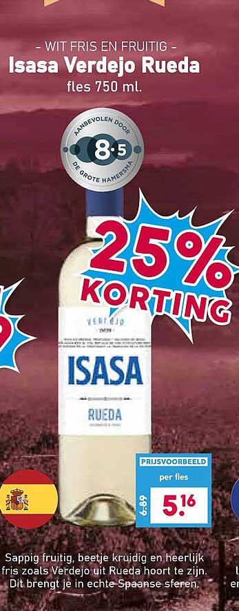 Isasa Verdejo Rueda fles 750 ml. 25% korting