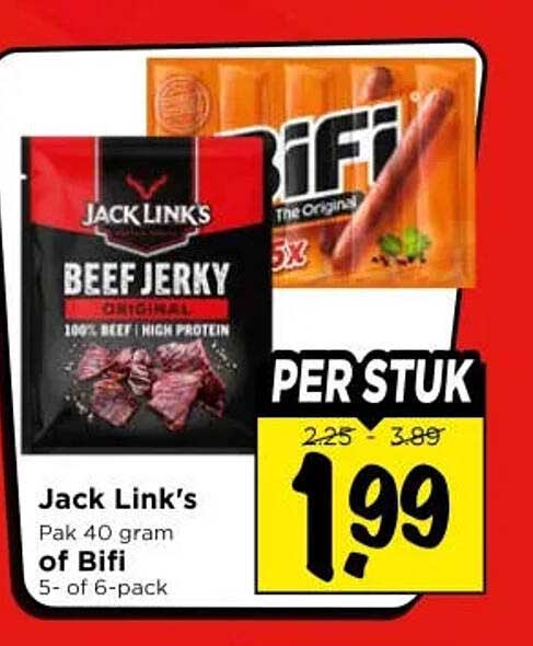 Jack Link's Pak 40 gram of Bifi 5- of 6-pack PER STUK