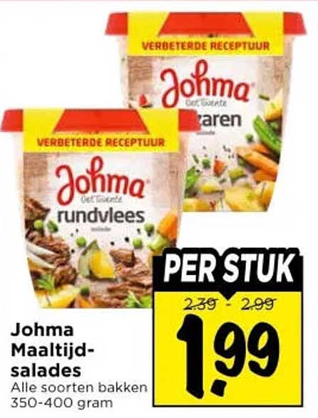 Johma Maaltijdsalades Alle soorten bakken 350-400 gram PER STUK