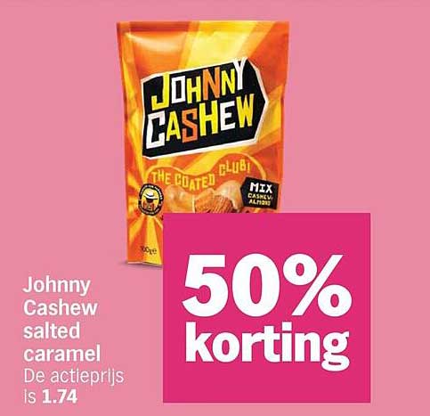 Johnny Cashew salted caramel 50% korting