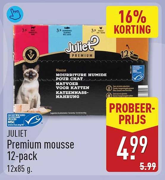 JULIET Premium mousse 12-pack 12x85 g. 16% KORTING