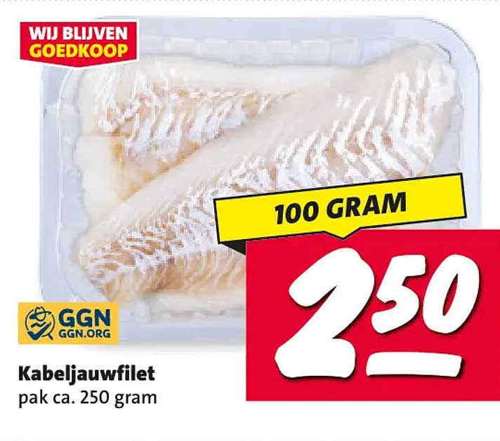 Kabeljauwfilet pak ca. 250 gram 100 gram
