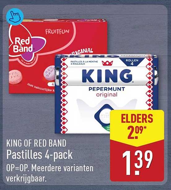 KING OF RED BAND Pastilles 4-pack OP=OP. Meerdere varianten verkrijgbaar.