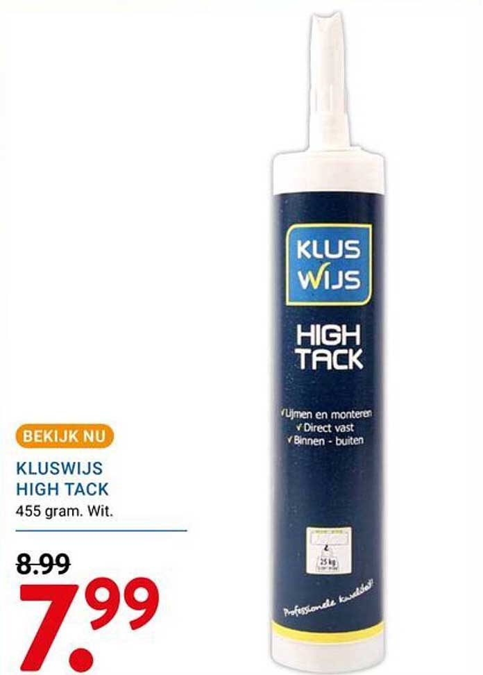 KLUSWIJS HIGH TACK 455 gram. Wit.