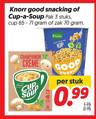 Knorr good snacking of Cup-a-Soup Pak 3 stuks, cup 65 - 71 gram of zak 70 gram