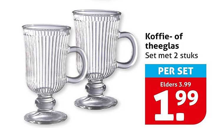 Koffie- of theeglas Set met 2 stuks