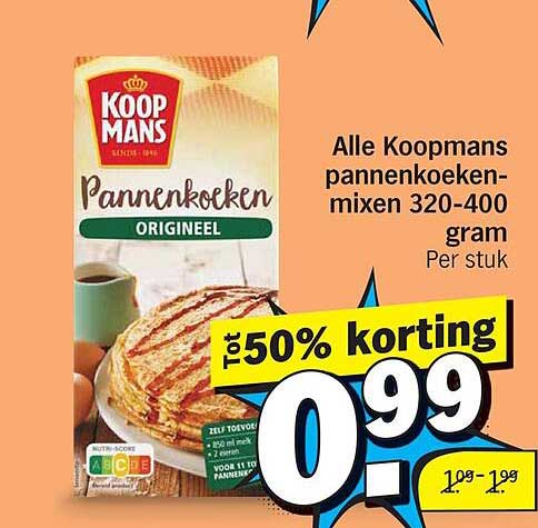 Koopmans pannenkoekenmixen 320-400 gram Per stuk Tot 50% korting