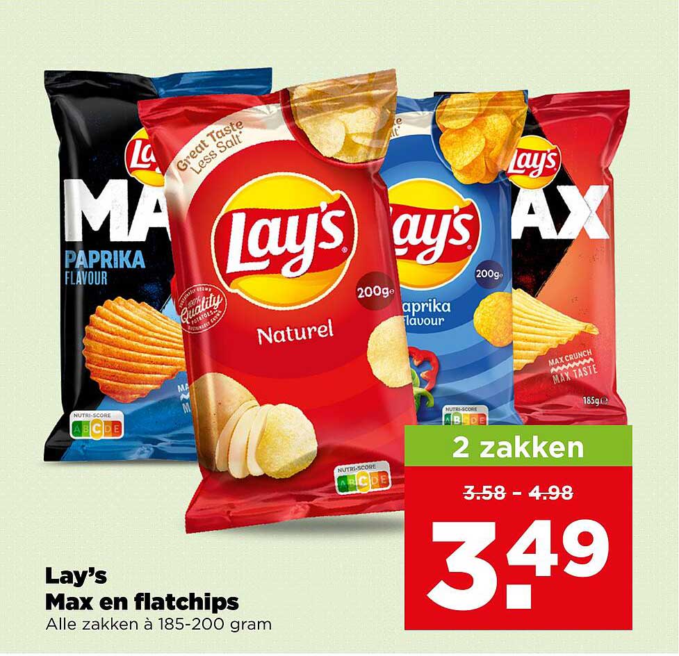 Lay's Max en flatchips Alle zakken à 185-200 gram 2 zakken