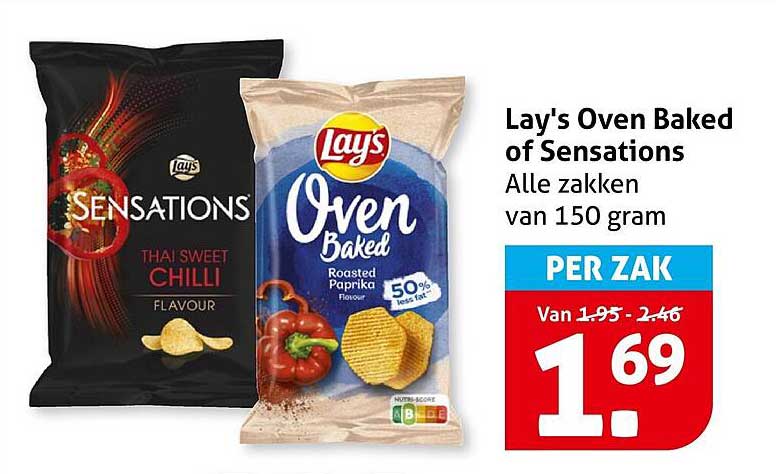 Lay's Oven Baked of Sensations Alle zakken van 150 gram PER ZAK