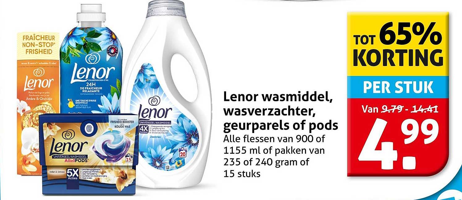 Lenor wasmiddel, wasverzachter, geurparels of pods